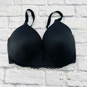 Lilyette Black Padded Lace Push Up Underwire Bra 38DD